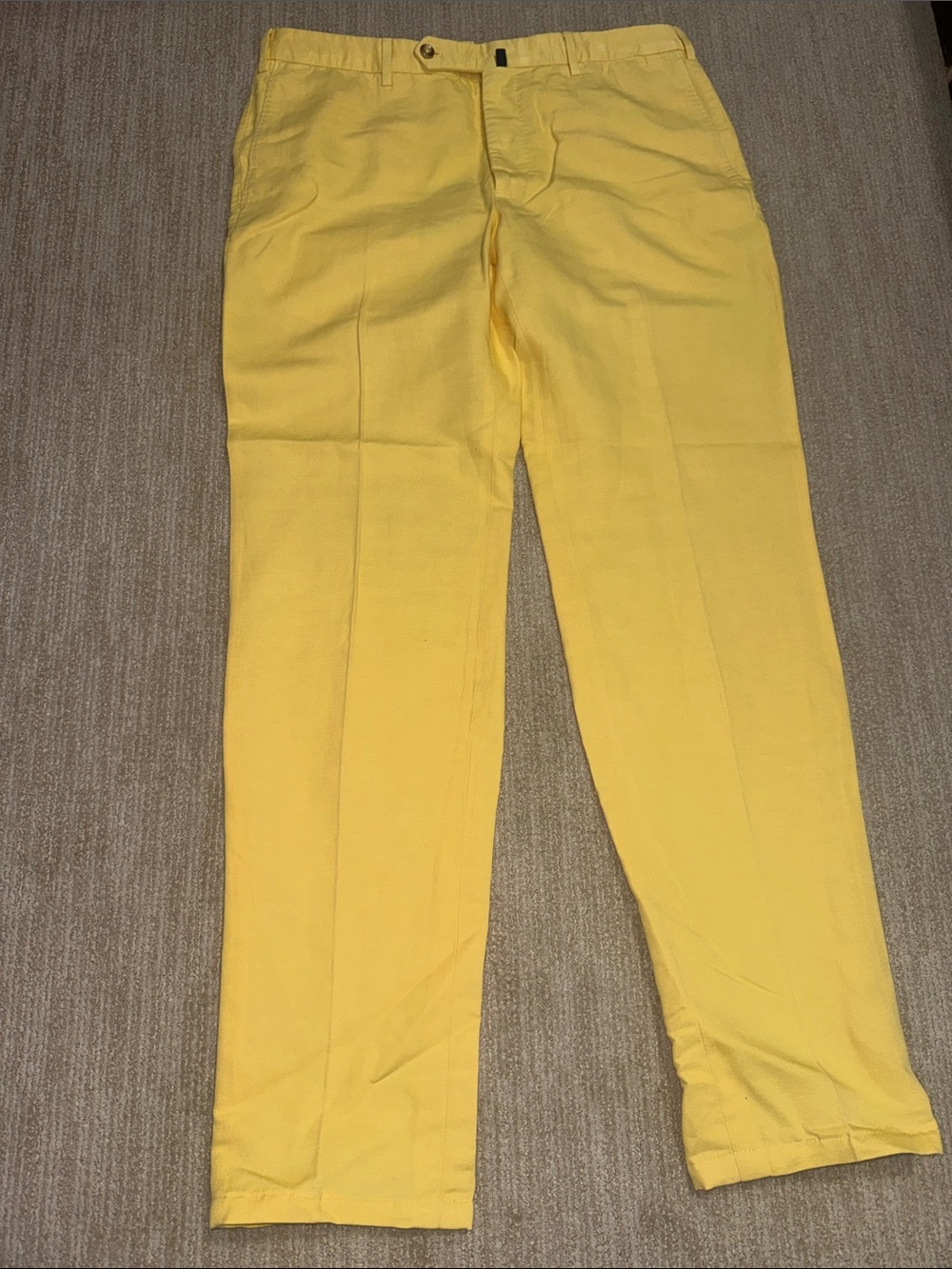 Incotex Chinolino Linen Cotton Trousers Men 36 Yellow Flat Front Italian